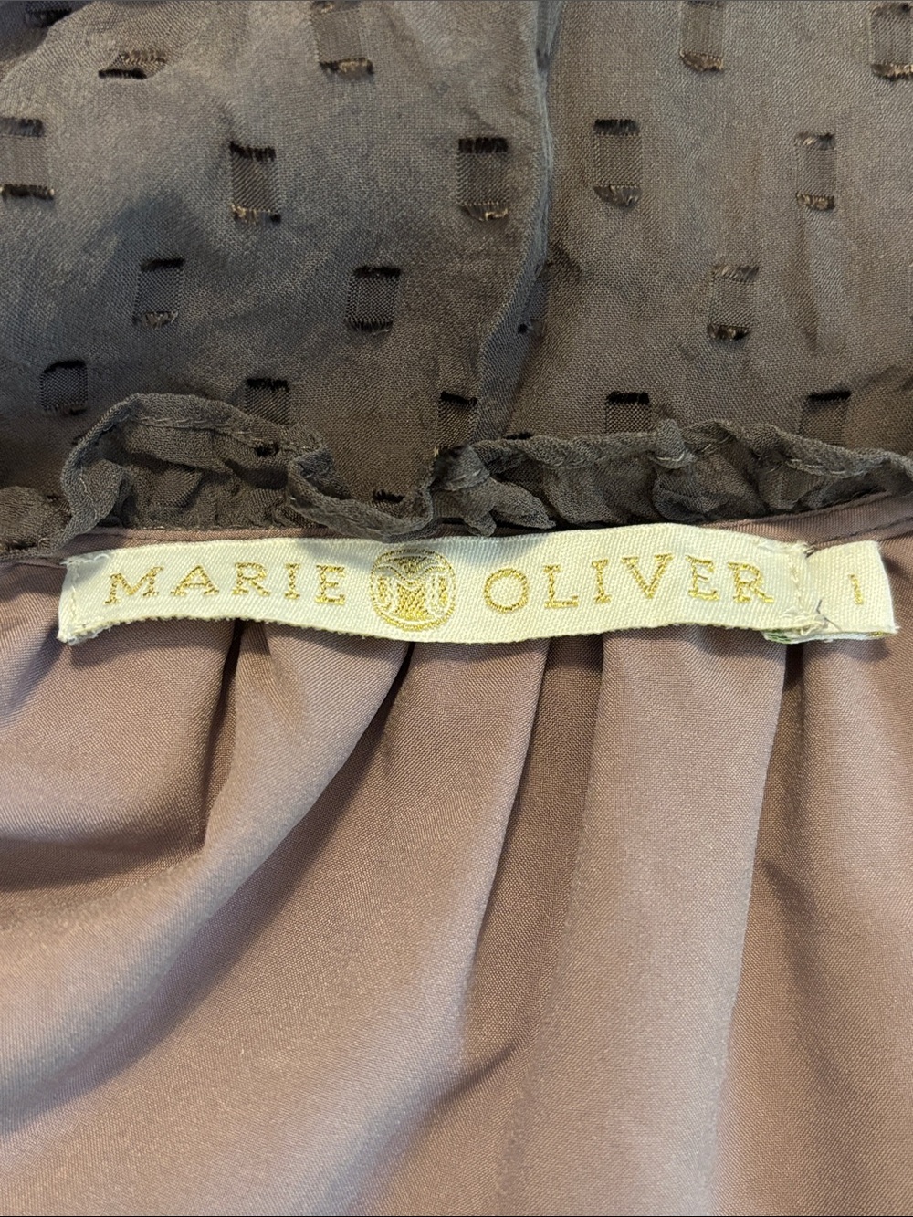 Marie Oliver Wynona Silk-Blend Tiered Mini Dress in Chocolate Brown Large - Picture 4 of 5